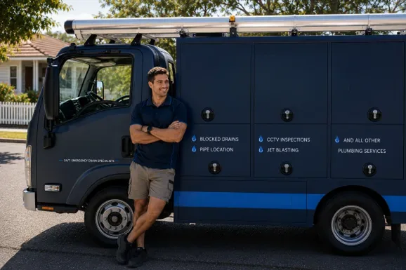 Licensed Chatswood plumber at the van