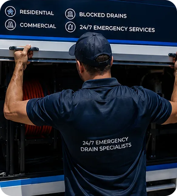 A licensed Chatswood plumber at the service van